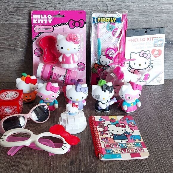Hello Kitty Lot - Bubbles, Figures, Sunglasses, Stickers, Notebook